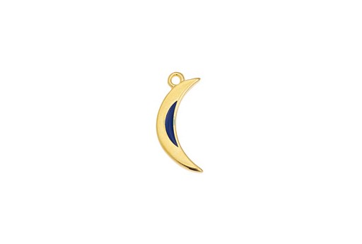 Charms Smaltato Luna - Oro Blue 9,2x21,3mm - 1pz