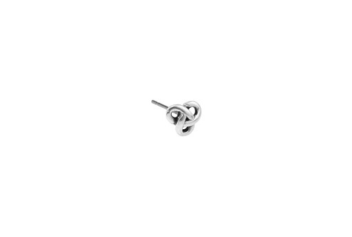 Εarring Knot with Titanium Pin - Silver 7,2x7,2mm - 2pcs