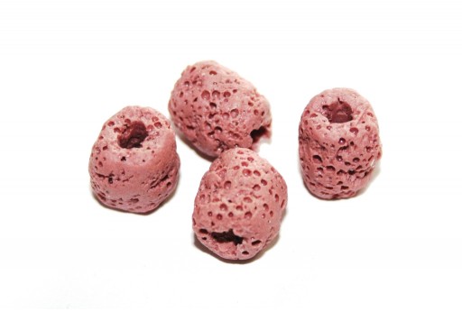 Dyed Tube Synthetic Lava Rock Beads - Pink 13x11mm - 4pcs