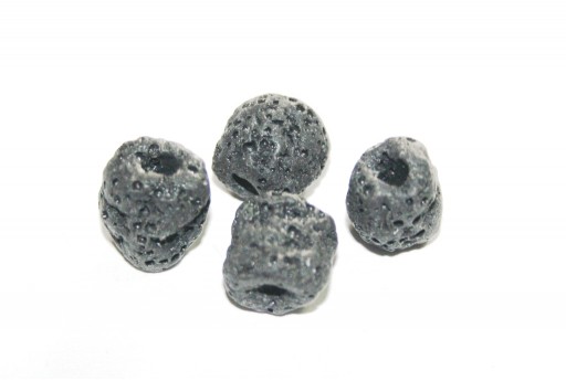 Dyed Tube Synthetic Lava Rock Beads - Black 13x11mm - 4pcs