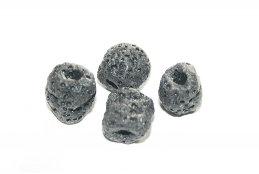 Lava Rock Tubo - Nero 13x11mm - 4pz