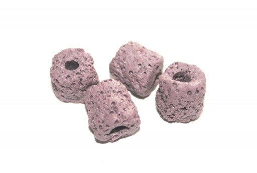 Dyed Tube Synthetic Lava Rock Beads - Purple 13x11mm - 4pcs