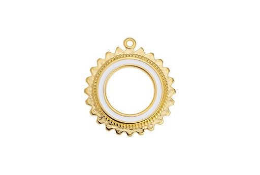 Motif Ethnic Sun Pendant - Gold White 25,4x28,2mm - 1pz