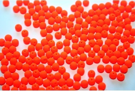 Czech Round Beads Double Neon Orange 3mm - 100pcs
