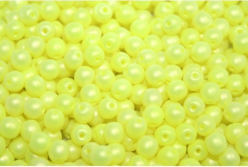 Czech Round Beads Neon Silk Yellow 3mm - 100pcs