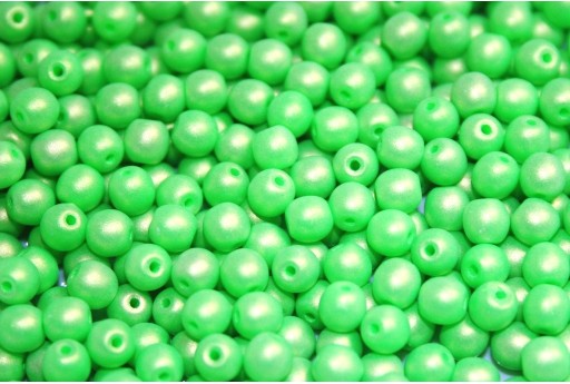 Czech Round Beads Neon Silk Green 3mm - 100pcs
