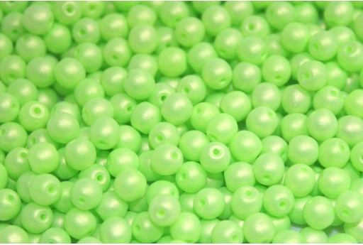 Czech Round Beads Neon Silk Lime 3mm - 100pcs