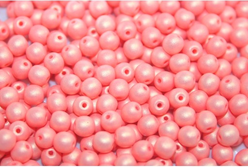 Czech Round Beads Neon Silk Coral 3mm - 100pcs