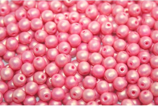 Czech Round Beads Neon Silk Raspberry 3mm - 100pcs