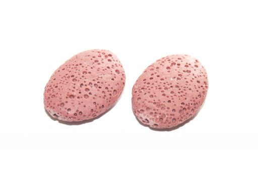 Dyed Oval Synthetic Lava Rock Beads - Pink 27x20mm - 4pcs