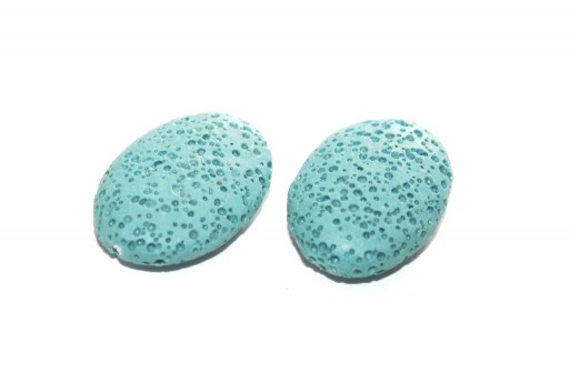 Dyed Oval Synthetic Lava Rock Beads - Light Blue 27x20mm - 4pcs