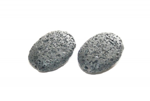 Lava Rock Ovale - Nero 27x20mm - 4pz