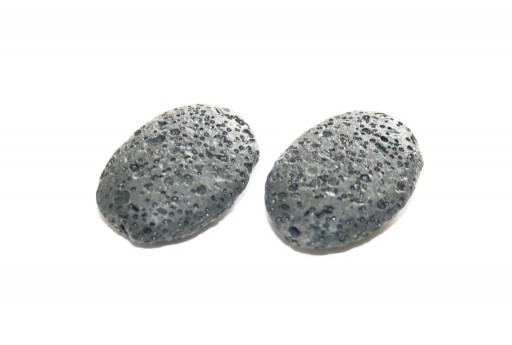 Dyed Oval Synthetic Lava Rock Beads - Black 27x20mm - 4pcs
