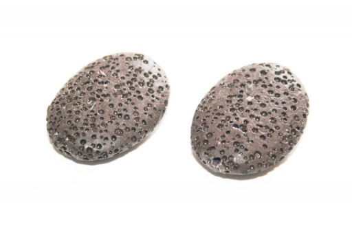 Dyed Oval Synthetic Lava Rock Beads - Brown 27x20mm - 4pcs