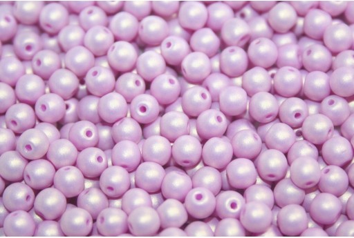 Czech Round Beads Neon Silk Lavender 3mm - 100pcs