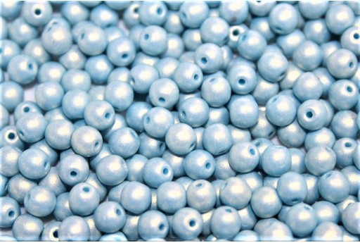 Czech Round Beads Neon Silk Ice Blue 3mm - 100pcs