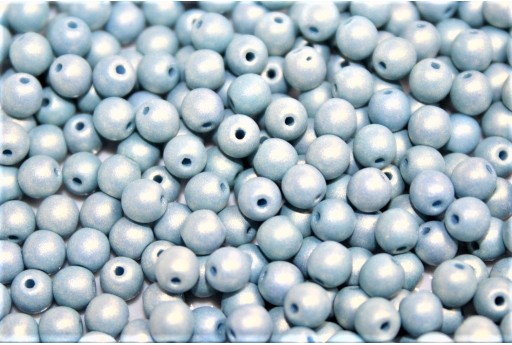Czech Round Beads Neon Silk Blue Gray 3mm - 100pcs