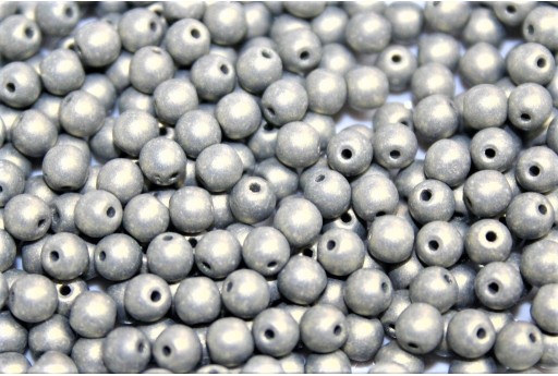 Czech Round Beads Neon Silk Gray 3mm - 100pcs