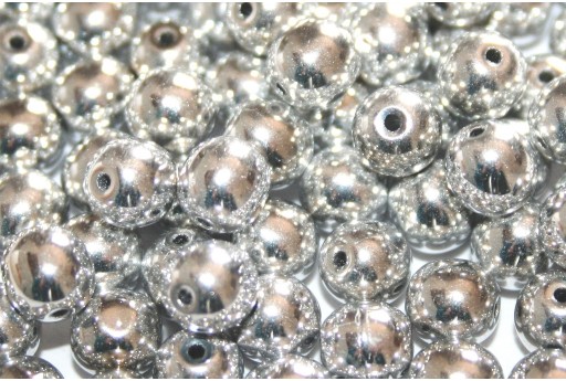 Czech Round Beads - Silver 6mm - 50pcs
