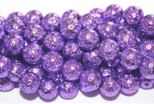 Purple Color Paint Spray Lava Rock Plain Rounds 6mm - 60pcs