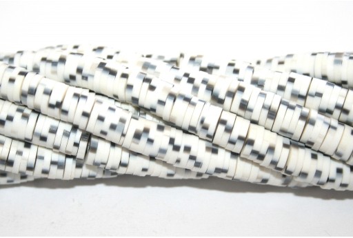 Perline Heishi Bicolore - Bianco Nero 6mm - 200pz