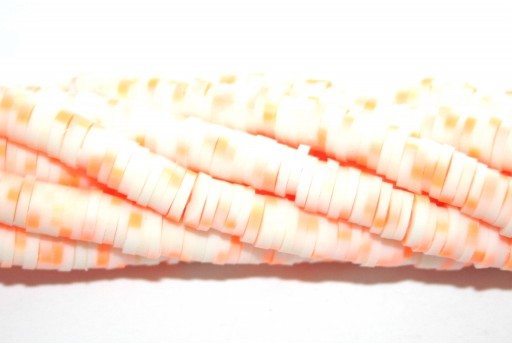 Heishi Beads Bicolored- White Peach 6mm - 200pcs