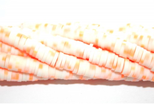 Heishi Beads Bicolored- White Peach 6mm - 200pcs