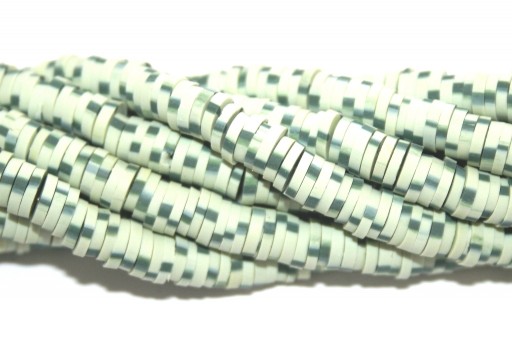 Heishi Beads Bicolored- White Green 6mm - 200pcs