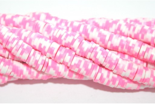 Heishi Beads Bicolored- White Pink 6mm - 200pcs