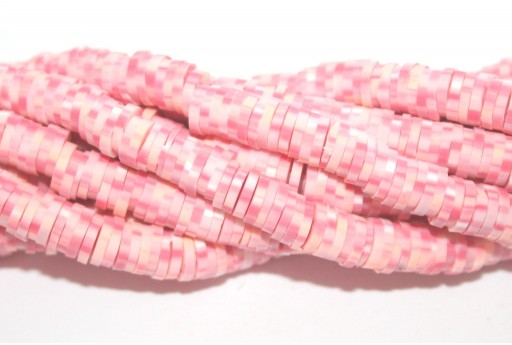 Heishi Beads Bicolored- Light Pink 6mm - 200pcs