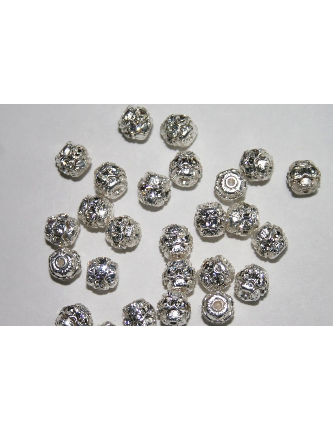 Swarovski Round Spacer Bead Silver/Crystal 6mm 47406