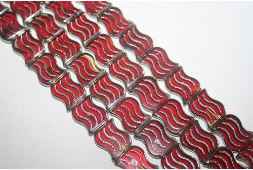 Filo 19 Perline in Vetro Rosso Rettangolo Esse 15x12mm VE48