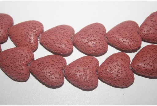 Pietre Lava Rosso Mattone Cuore 20x21mm - 2pz