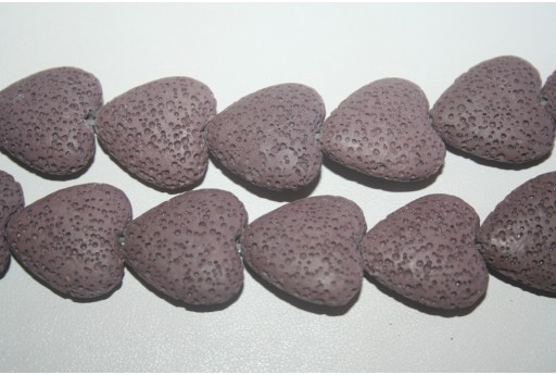 Pietre Lava Cuore Viola 20x21mm - 2pz