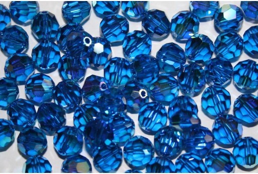 Faceted Round 5000 Capri Blue AB 10mm - 2pcs