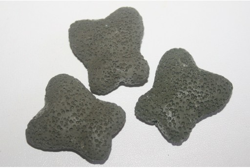 Pietre Lava Verde Scuro Farfalla 26x28mm - 2pz