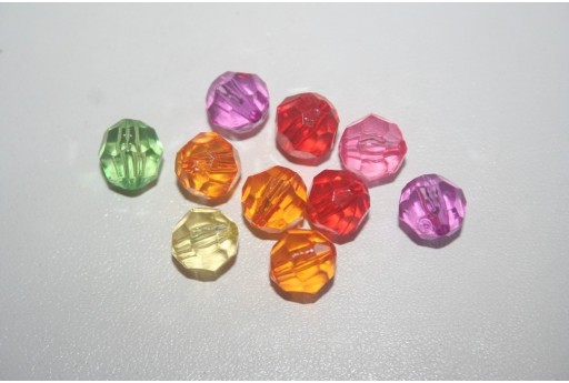 Perline Acrilico Mixcolor Sfera Sfaccettata 10mm - 30pz