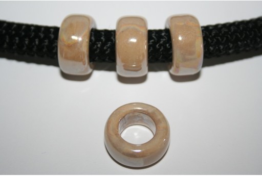 Climbing Ceramic Slider Beads Beige 19x10mm - 2pcs
