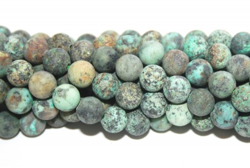 African Turquoise Frosted Round Beads 8mm - 44pcs