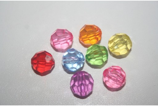 12 Perline Acrilico Mixcolor Sfera Sfaccettata 12mm AC32C