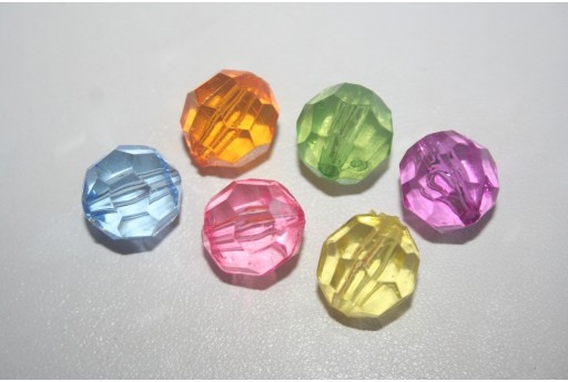 8 Perline Acrilico Mixcolor Sfera Sfaccettata 14mm AC32D