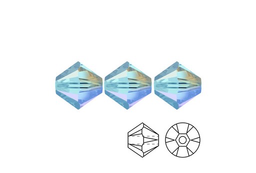 Bicone 5328 - Aquamarine AB 2X 4mm - 20pcs