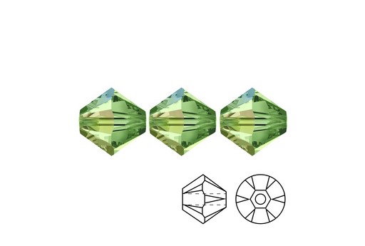 Bicone 5328 - Peridot AB 4mm - 20pcs