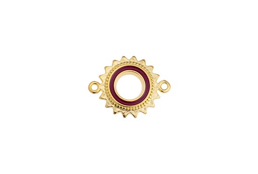 Motif Sun Ethnic with 2 Rings - Gold Bordeaux 18,2x23,4mm - 1pc