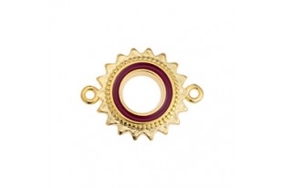 Motif Sun Ethnic with 2 Rings - Gold Bordeaux 18,2x23,4mm - 1pc