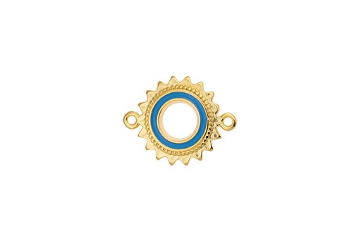 Motif Sun Ethnic with 2 Rings - Gold Turquoise 18,2x23,4mm - 1pc