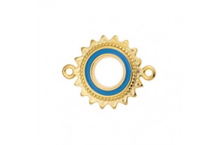 Motif Sun Ethnic with 2 Rings - Gold Turquoise 18,2x23,4mm - 1pc