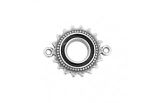 Motif Sun Ethnic with 2 Rings - Silver Black 18,2x23,4mm - 1pc