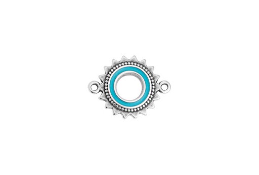 Motif Sun Ethnic with 2 Rings - Silver Turquoise 18,2x23,4mm - 1pc