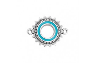 Motif Sun Ethnic with 2 Rings - Silver Turquoise 18,2x23,4mm - 1pc